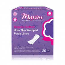Maxim Hygiene, 유기농 코튼 초슬림, 팬티 라이너, 라이트, 20개