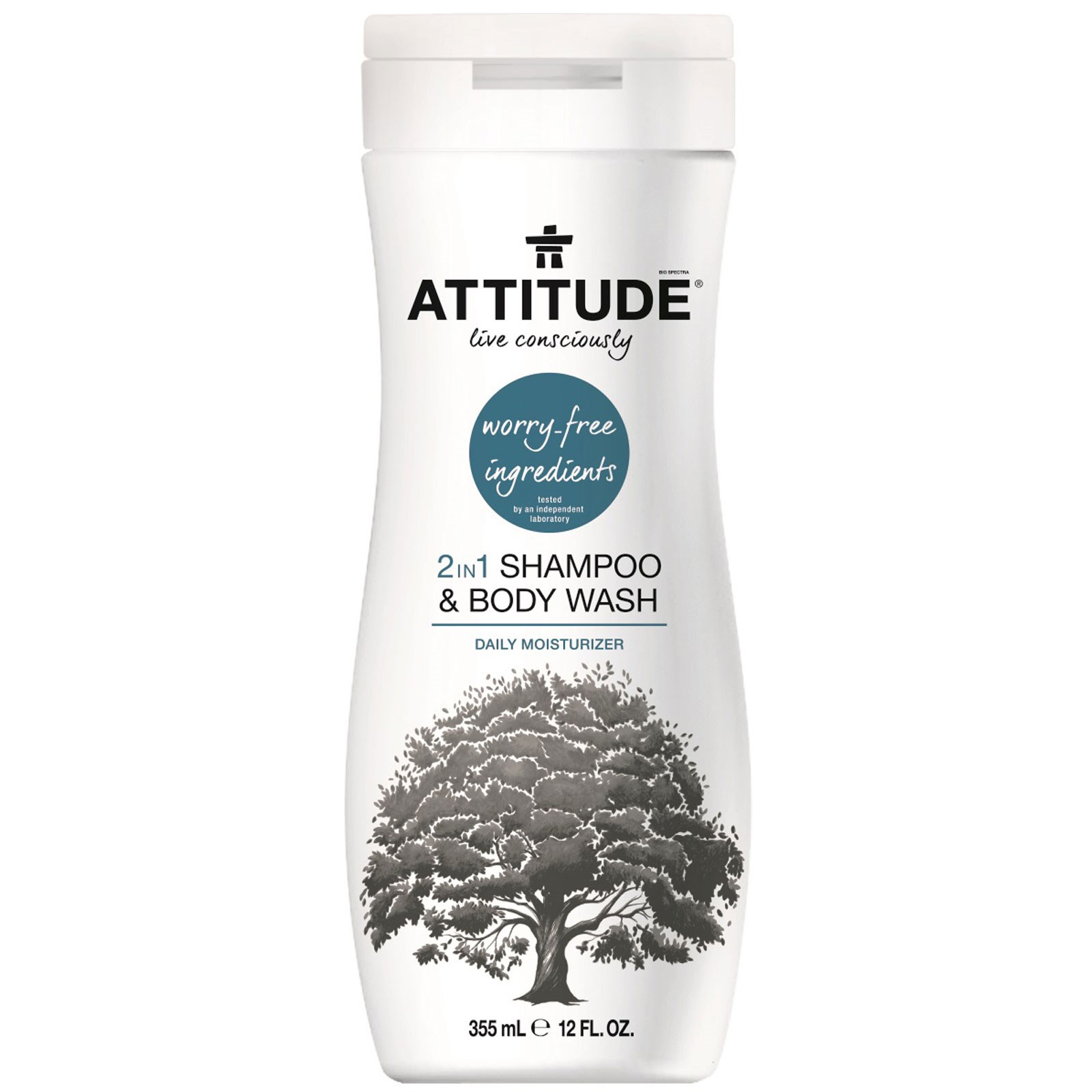 Attitude, 2 in 1 샴푸 & 바디 워시, 데일리 모이스처라이저, 12 oz (355 ml)