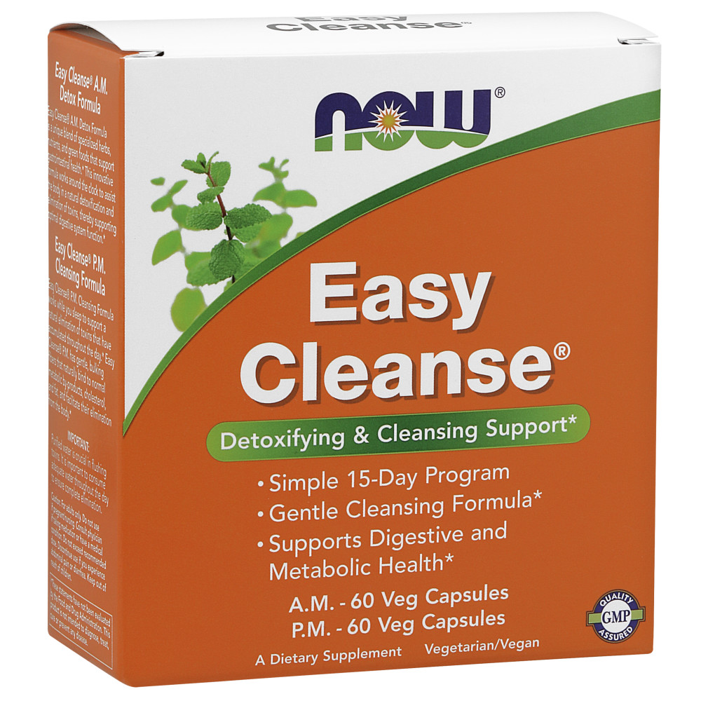 나우 Now, Easy Cleanse, 2 Bottles, 60 식물성 캡슐 Each