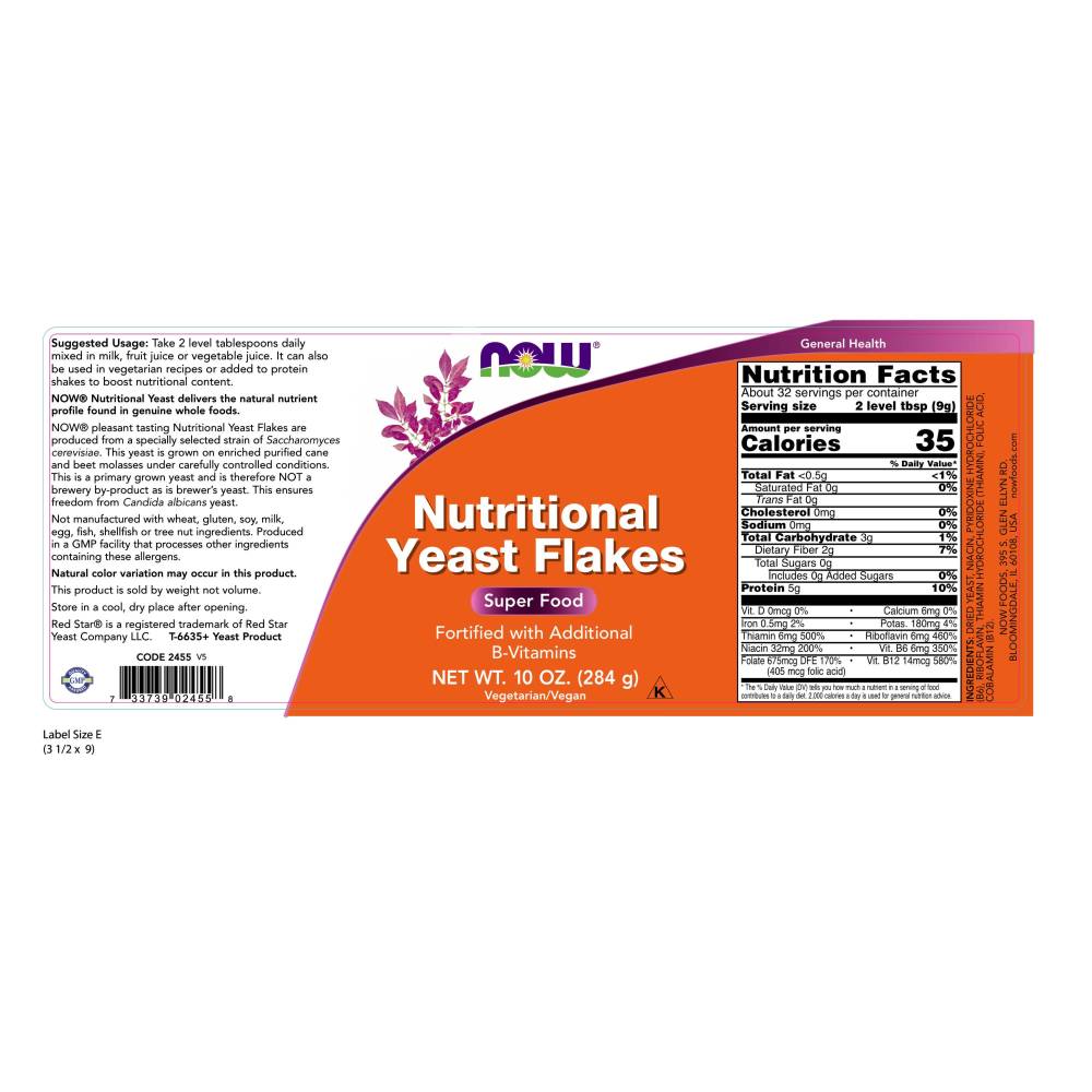  나우 Now, Nutritional Yeast Flakes, 10 oz (284 g)