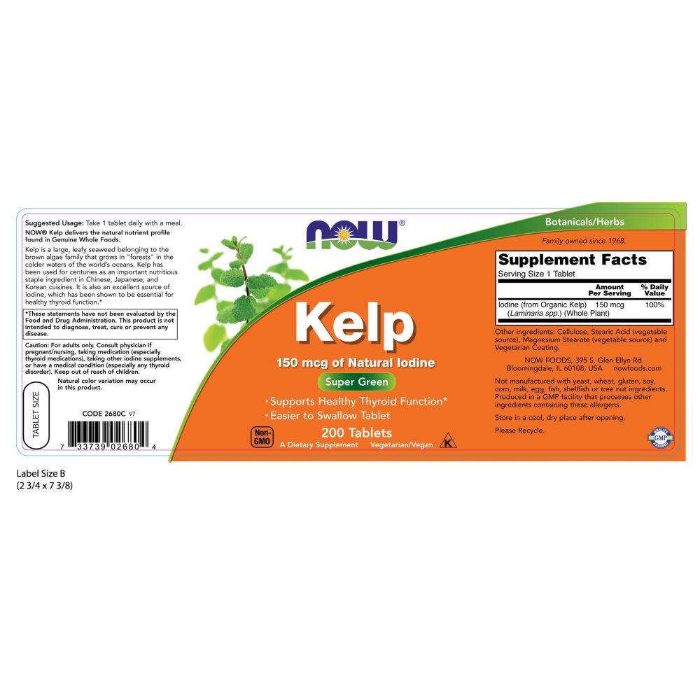 나우 Now, Kelp 150 mcg, 200 타블렛