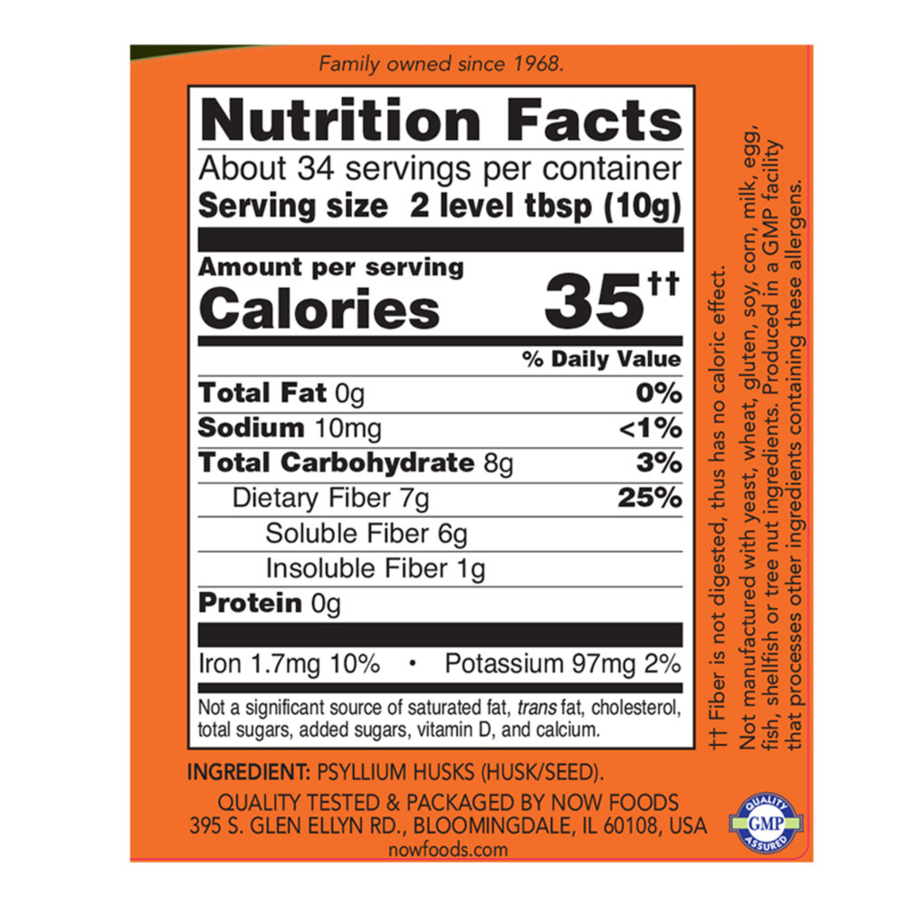  나우 Now, Whole Psyllium Husks 12 oz (340 g)