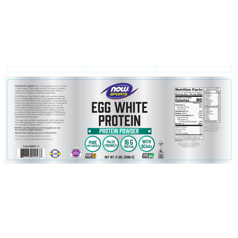 나우 Now, Egg White 프로틴, 무맛 파우더, 5 lbs (2268 g)